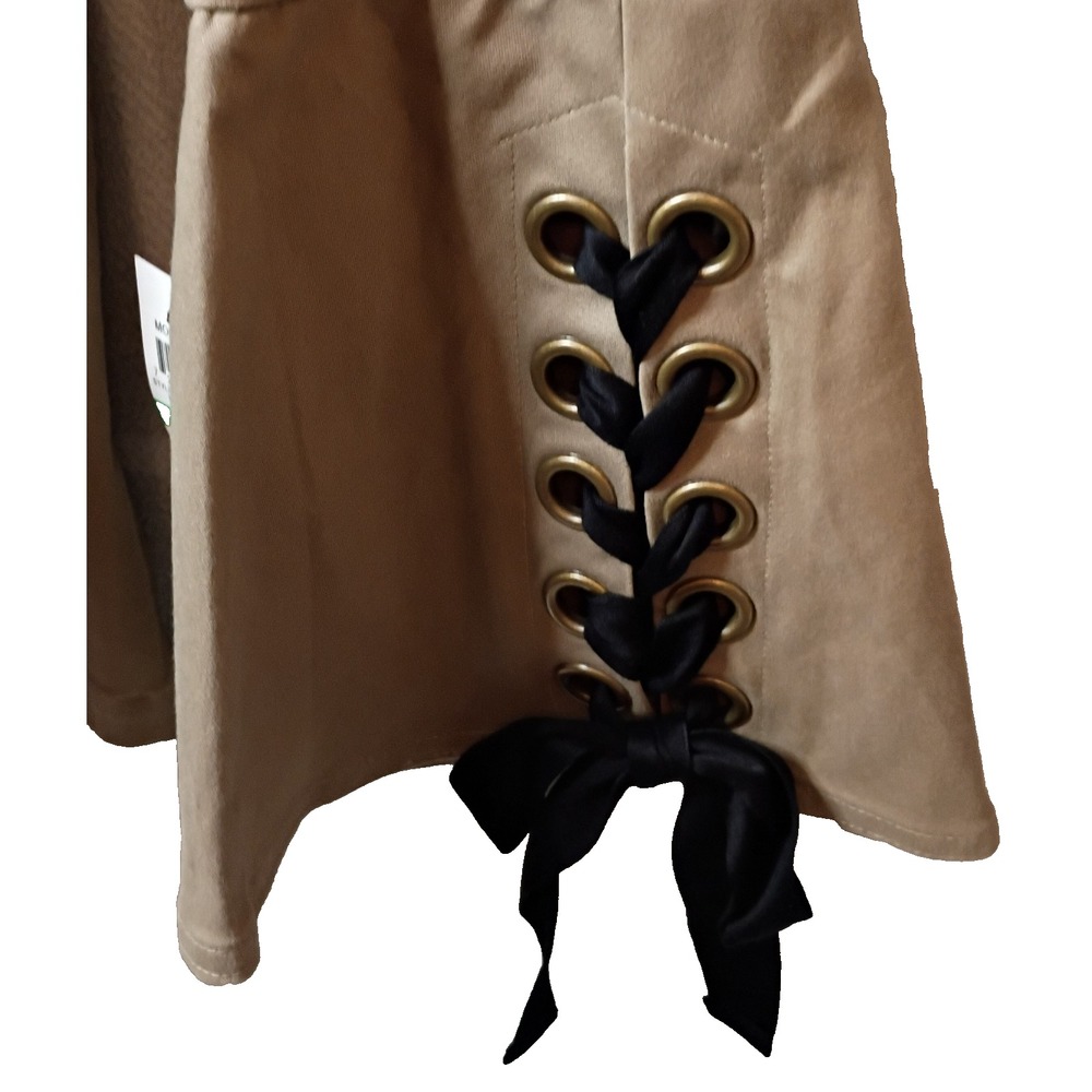INC International Concepts Utility Jacket Khaki Lace Up Back Flared Sleeve L - Picture 3 of 6